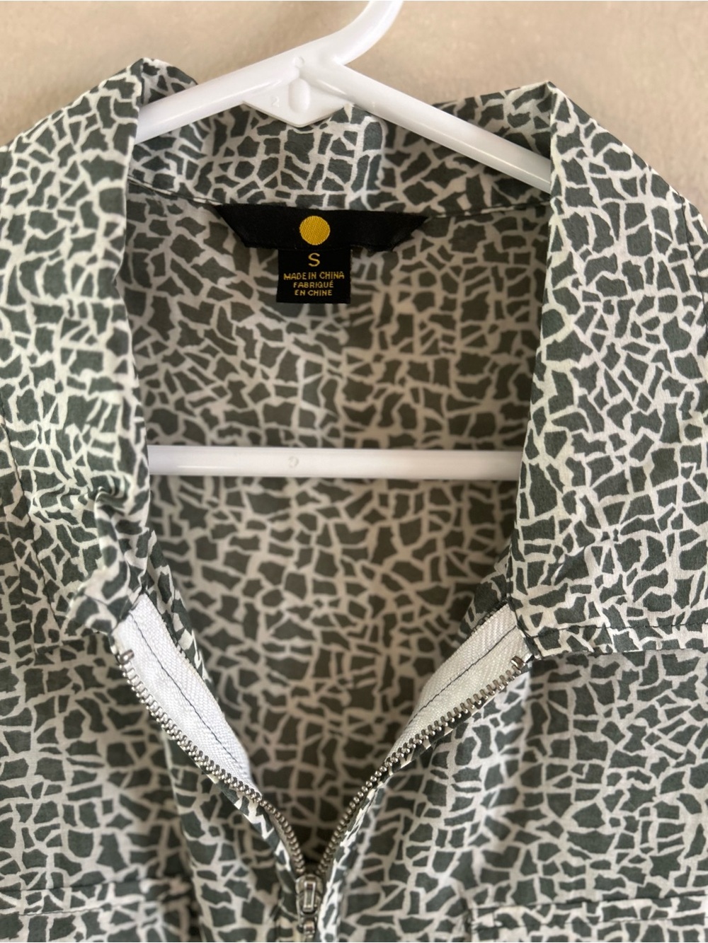 Anthropologie Green Abstract Mosaic Print Zip Front Utility Shirt Dress - Picture 3 of 6